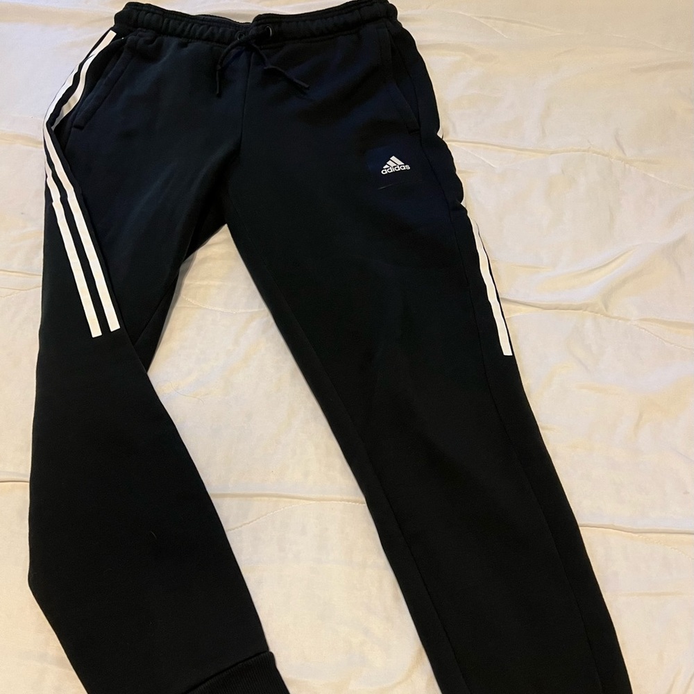 ADIDAS Women’s Joggers: Black w/ White Stripes. Size M.